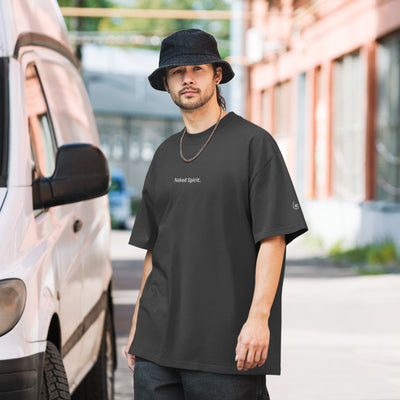 "Naked Spirit" embroidered oversized faded T-shirt